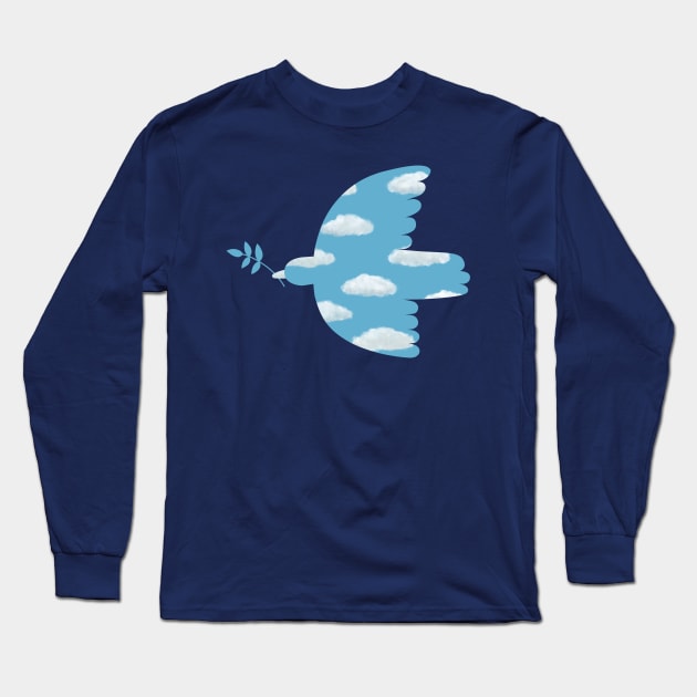 Blue Sky peace dove - surreal bird design by Cecca Designs Long Sleeve T-Shirt by Cecca